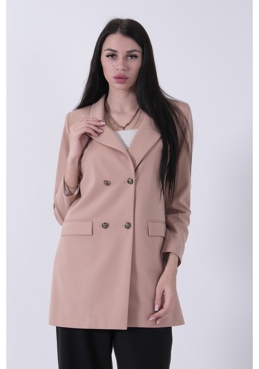 Feminist Bej Astarlı Düğme Kapamalı Blazer Ceket 0105123.55 Bej