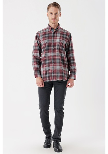 Bordo Uzun Kollu Ekoseli Gabardin Sert Yaka Cepli Garnili Casual Comfort Fit Gömlek 1004235112-bordo Bordo Bordo Uzun Kollu Ekoseli Gabardin Sert Yaka Cepli Garnili Casual Comfort Fit Gömlek 1004235112-bordo Bordo