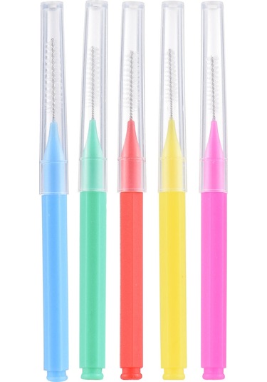 Skycity 100 Adet Renkli Diş Arası Fırça Seti - Yumuşak Tüylerle Gigi Aralarını Temizler, Diş Sağlığını Korur, Taşınabilir Mavi, Kırmızı, Yeşil, Sarı, Pembe Her 20 Adet