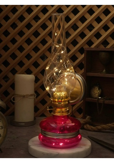 Modern Nostalgia Pembe Ledli Gaz Lambası Pembe