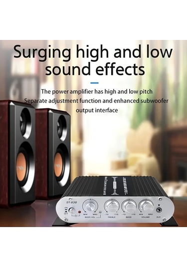 Hightower Siyah 2.1 Kanallı Ses Güç Amplifikatörü, 20wx2+40w Rms, D Sınıfı Dijital Subwoofer Çıkışlı
