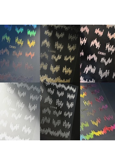 6 Adet/takım Parlak Yansıtıcı Tırnak Etiket Altın Gümüş Aurora Dalga Hatları 3d Kendinden Yapışkanlı Nail Art Çıkartması Tasarım Manikür Aracı Whıte