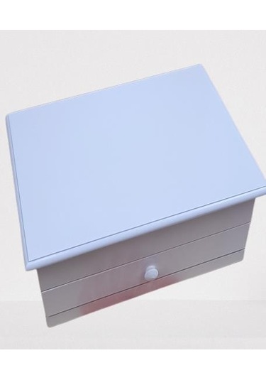 Hobi Adn Dekoratif Makyaj Kutu Çekmece Bölmeli Ahşap Mdf Beyaz Lake Boya El Yapım