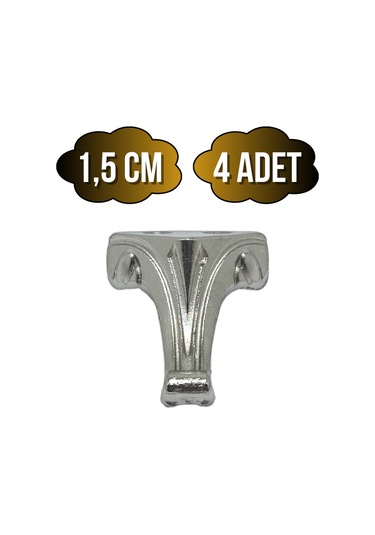 Moda Metal Ayak Çeyiz Ve Hediye Kutusu Mobilya Ayağı 1,5cm Gümüş 4 Adet Gümüş