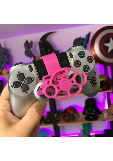 Ps4 Dualshock Gamepad Uyumlu 3d Direksiyon Aparatı Pembe