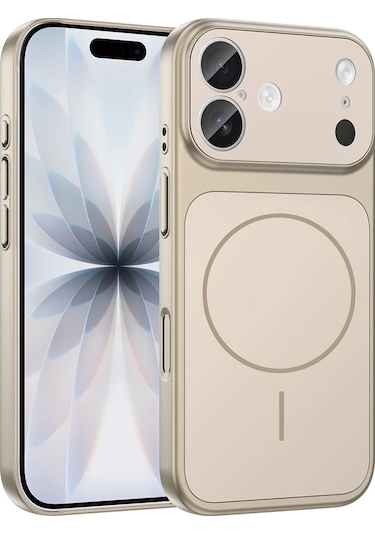 Apple Uyumlu iPad iPhone 17 Kılıf Zore M-safe Şarj Özellikli Kamera Korumalı Formen Kapak Gold