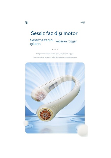 Eternal Luck Yeni Parça Boyun Fanı Tembel Kanatsız Türbin Taşınabilir Usb Şarjlı Küçük Fan Hot Wheels Beyaz