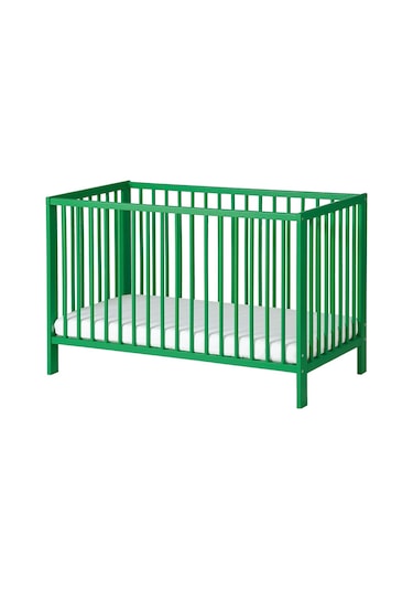 Bebek Karyolası, Yeşil Renk 60x120 Cm Masif Ağaç