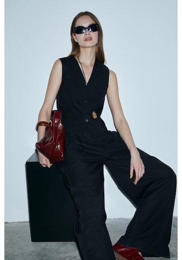 Lufian Asıa Kadın Lyocell Karışımlı Keten Pantolon Siyah Siyah 121190020100100 Siyah