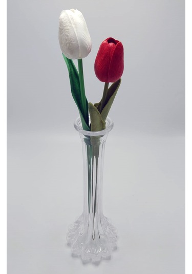 El Yapımı Düz Model Cam Karanfillik 25cm