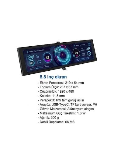 Turzx Pc İçin Cpu/gpu İzleme Ekranı Ips Panel, Usb-c, Pc Durum Monitörü