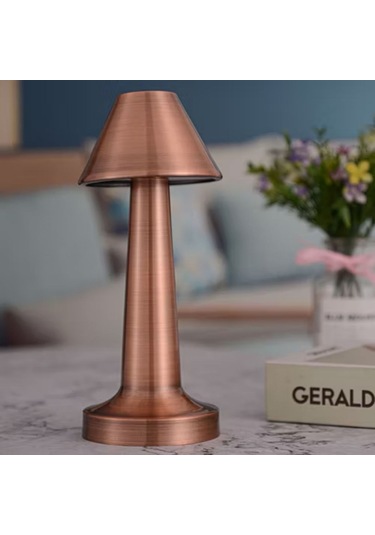 Buffer Çatı Model Bronz Renk Şarjlı Dokunmatik 3 Renkli Led Masa Lambası Bronz