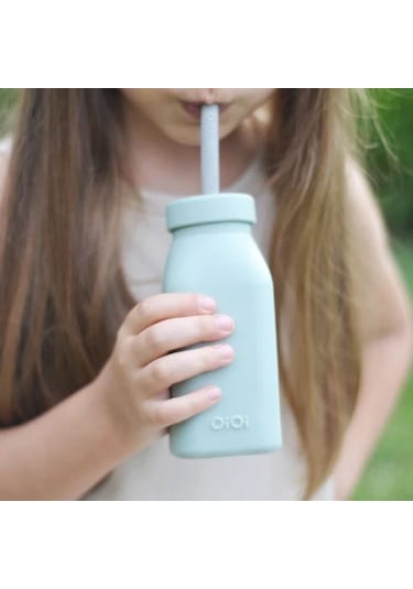 Oioi Şişe + Pipet 200ml River Green / Powder Grey