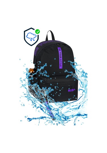 Geniş Hacimli Günlük Ve Okul Kullanımına Uygun Unisex Siyah Mor Sırt Çantası Pwcnt005 Siyah Mor