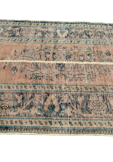 Patchwork Eskitme Halı 90x280 Turuncu %100 Yün Vintage Yolluk Turuncu