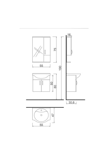 Denko Akyazı 55 Cm Mdf Banyo Dolabı Takımı Çok Renkli