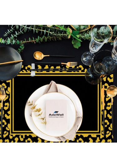 Siyah Büst Detaylı Amerikan Servis 4'lü Set 35x50cm Keten, Ulusl. Yıkama Ve Solmama Sertifikası Çok Renkli