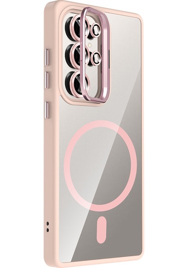 Galaxy Uyumlu S25 Ultra Kılıf Standlı + Kamera Lens Koruma Setli M-safe Şarj Özellikli Mkst Lacivert Lacivert