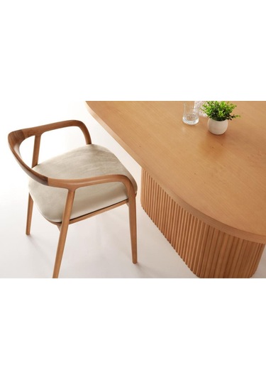 Zodiac Exclusive Yılan Ahşap Sandalye Natural - Krem