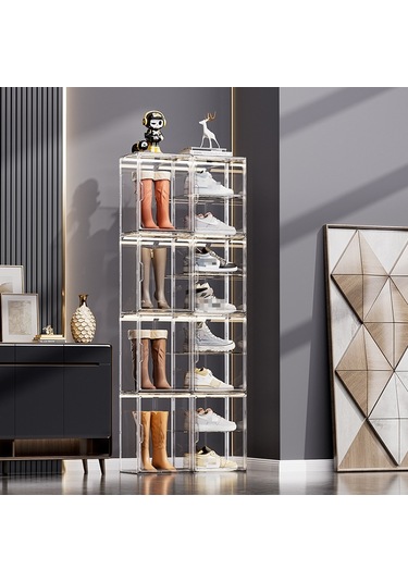 Sones İstiflenebilir Şeffaf Saklama Kutusu Manyetik Vakumlu Kitaplık Çanta Sergileme Rafı, Stil: Bölme Yok