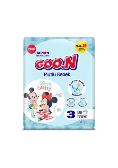 Goon Mutlu Bebek Bebek Bezi Jumbo 3 Numara 36 Adet