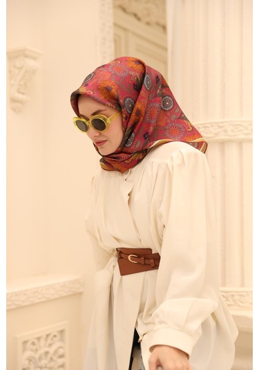 Silk Home Twill İpek Eşarp 11463-42 Fuşya, Asit, Lacivert, Turuncu