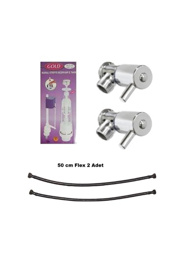 Aset Gold İç Takım 2 Ad Ara Musluk Fleks Rezervuar İç Takım Seti Gümüş
