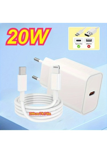 Honeybeeshop İphone 20w Hızlı Şarj Cihazı Ve 2m Lightning Kablo Pd3 0 Usb C İphone İpad Uyumlu