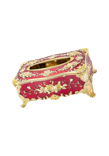 Home Dikdörtgen Mendil Karton Kutu Kılıf Tutucu Kapak Kırmızı Altın