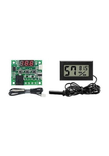 Kuluçka Makinesi Seti - 2 Parça - W1209 Termostat 12v - Isı Nem Ölçer -4927