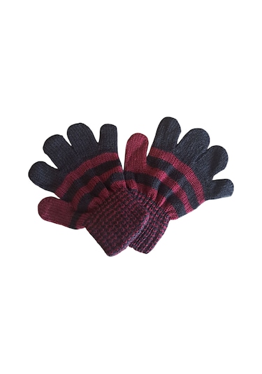 Eleven Markets Çocuk Eldiveni Bordo Siyah Bebe Eldiven 1-4 Yaş Siyah