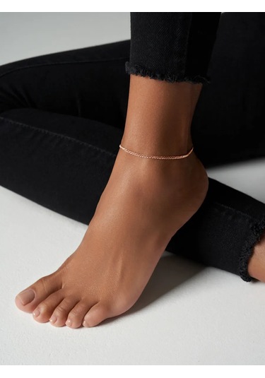 Mıx Jewelry 925 Ayar Gümüş Ve Yaldızlı Ayak Bileziği 285855859 Beyaz