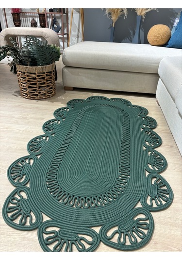 Matrix Jüt Kilim, Paspas, Mutfak Halısı, Banyo Paspası, Kilim, Halı, Oturma Odası Halısı Yeşil