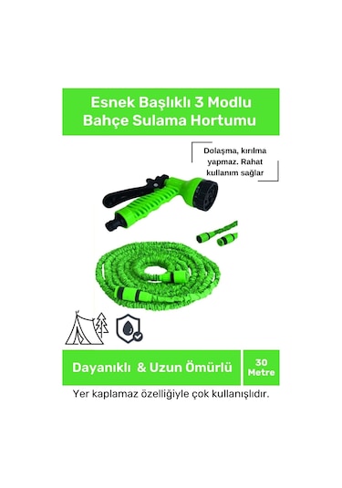 Özel Üretim Dolaşmaz Kırılmaz 7 Kademeli Uzayan Bahçe Sulama Araç Yıkama Tabancalı 30 Metre Hortum