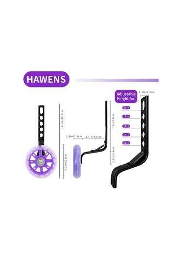 Geeroyoo Çelik Ve Plastikten Yapılmış, 7 Renk Seçeneği İle 5.3 İnç Jantlı Bisiklet Eğitim Tekerlekleri Seti Mor