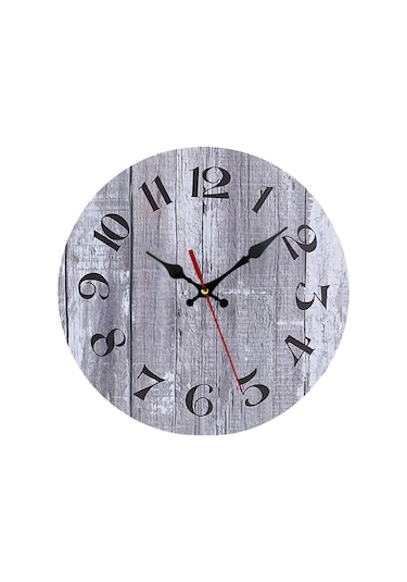 Suntek Banyo Dekorları Rustik Ahşap Modern Sessiz Duvar Saati Gri