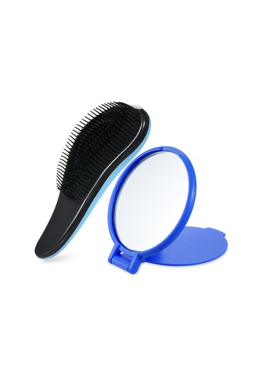 Yifomall Renkli Saç Tarak Seti: Masajlı, Dolaşmayı Önleyen Plastik Tarak Ve Aynalı Kombinasyon - Mavi