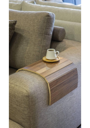 Mobitell 4 ADET 45*25 Ceviz Renk Portatif Koltuk Sehpası,Koltuk T