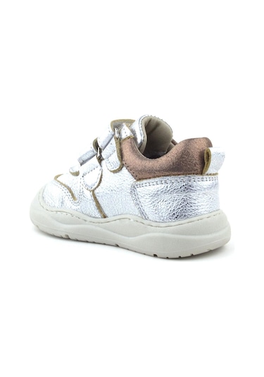 Rakerplus Schaggy Hakiki Deri Gümüş Parlak Bebek Spor Ayakkabı Gümüş