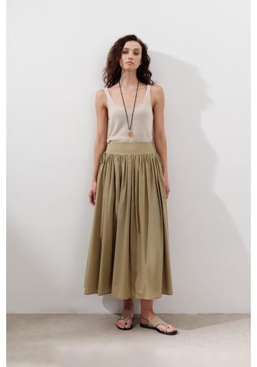 Bağlama Detaylı Geniş Etek Toprak Toprak