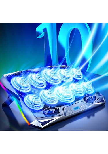 10 Fanlı Rgb Işıklı Gaming Bilgisayar Labtop Soğutucu 7 Kademeli