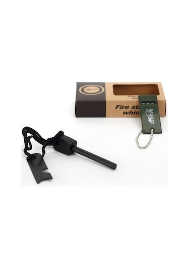 Survive Magnezyum Çubuğu Ateş Başlatıcı Çakmak Taş Siyah