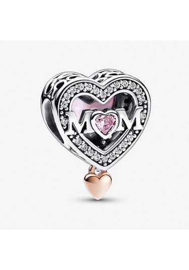 Nur Silver İki Renkli Kafes İşi Mum Ve Kalp Gümüş Charm Nur-ch00007 Çok Renkli