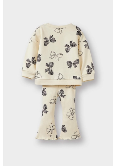 Defacto Kız Bebek 2li Takım Fiyonk Desenli Sweatshirt İspanyol Paça Tayt F0508a525auer99 Ekru Defacto Kız Bebek 2li Takım Fiyonk Desenli Sweatshirt İspanyol Paça Tayt F0508a525auer99 Ekru