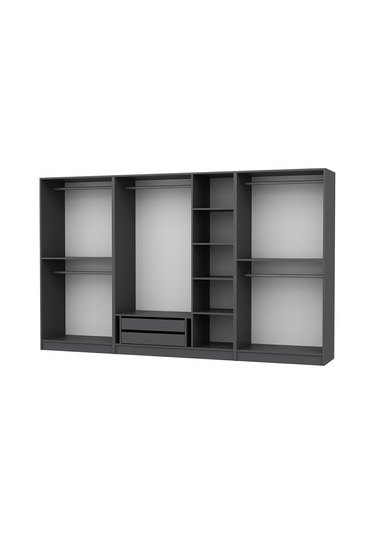 Minar Kale 7 Bölmeli 2 Çekmeceli Giyinme Dolabı Antrasit 210cm Antrasit