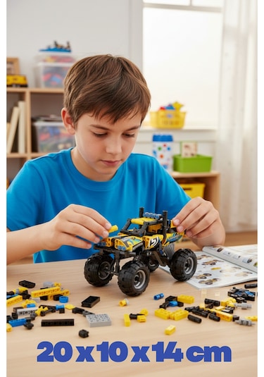 199 Parça Sarı Çek Bırak Off-road Model Yapı Taşı Seti 20 X 10 X 14 Cm