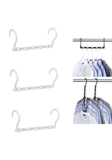 Microcase 5 Delikli Çok İşlevli Katlanabilir Askı Düzenleyici Organizer 3 Adet Al5358 Beyaz