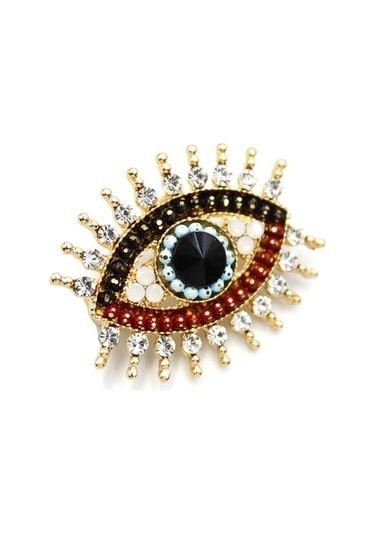 Göz Broş - Altın Çok Renkli