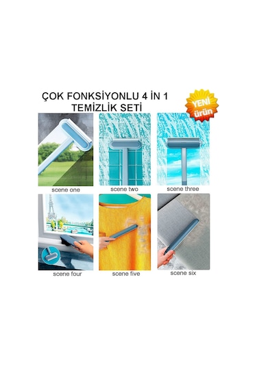 Çift Taraflı Temizleme Fırçası Çok Fonksiyonlu Cam Sileceği