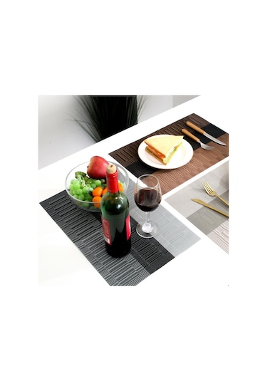 Gri 4 Adet Set Masa Mat Geometrik Pvc Placemat Mutfak Masa Örtüleri Ped Fincan Bardak Kahve Yemek Masası Peçeteler Ev Dekor Gri